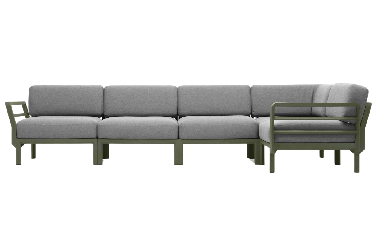 Nardi Šedá zahradní rohová pohovka Maximo se zelenou podnoží 345 cm