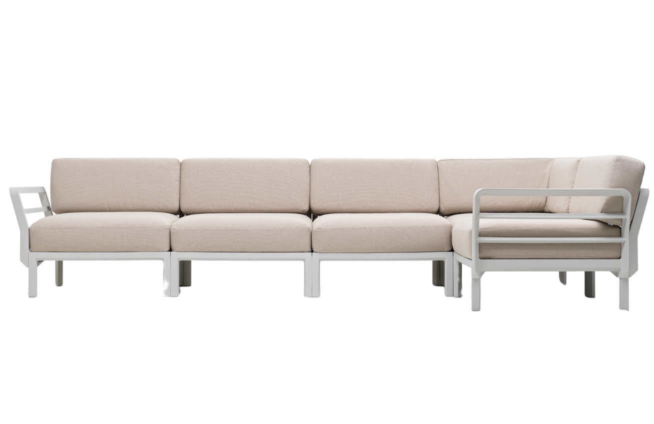 Nardi Béžová zahradní rohová pohovka Maximo s bílou podnoží 345 cm