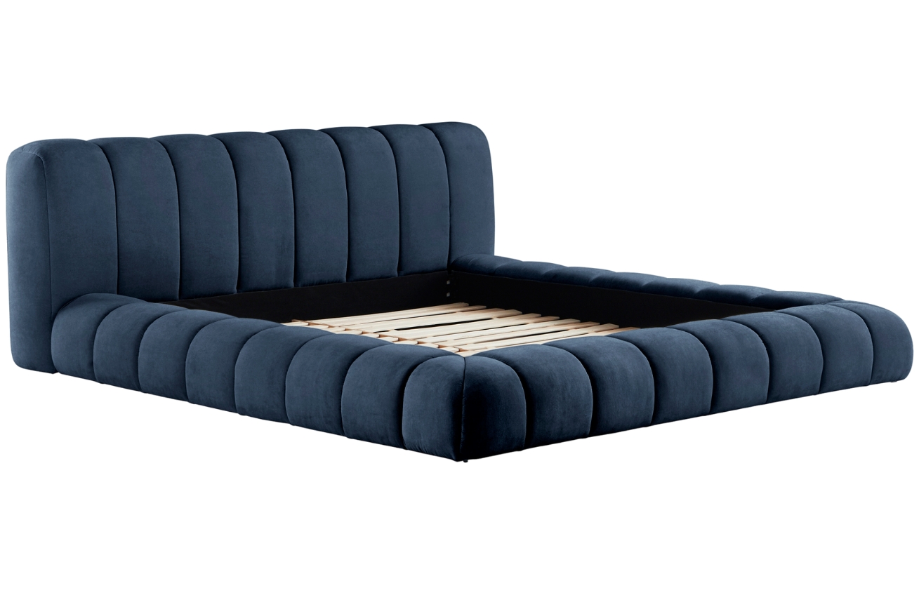 Jotex Modrá čalouněná dvoulůžková postel DERMY 180 x 200 cm