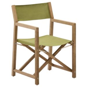 Dřevěná zahradní skládací židle Kave Home Vilara se zeleným sedákem