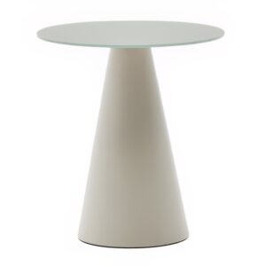 Matně šedý skleněný kulatý odkládací stolek Kave Home Wilshire 50 cm