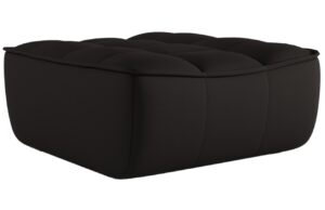 Maison Heritage Černá kožená podnožka Moni 90 x 83 cm