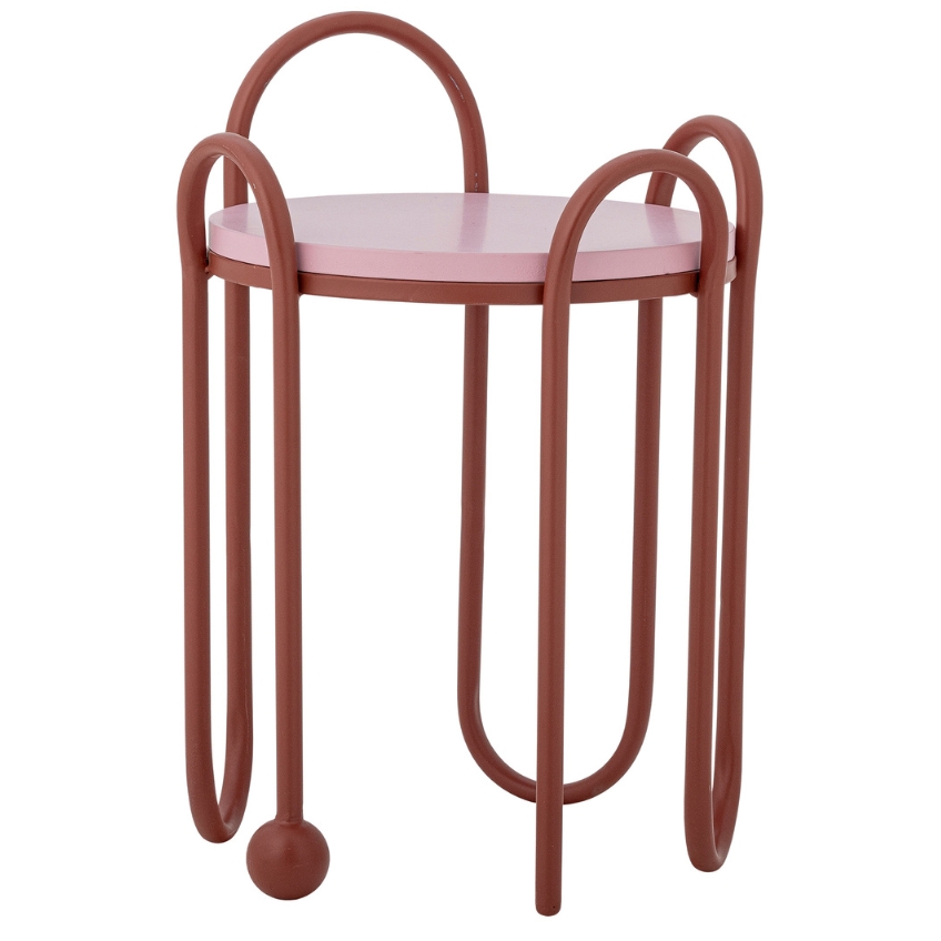 Bloomingville Růžovo-červený kovový odkládací stolek Whimsica 30