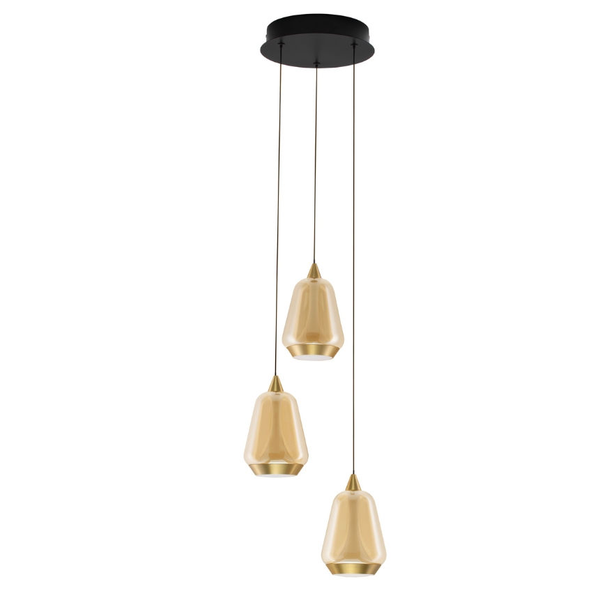 Nova Luce Zlaté skleněné závěsné LED světlo Alish 28 cm