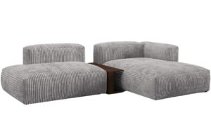 Micadoni Světle šedá manšestrová rohová pohovka Martina 285 cm