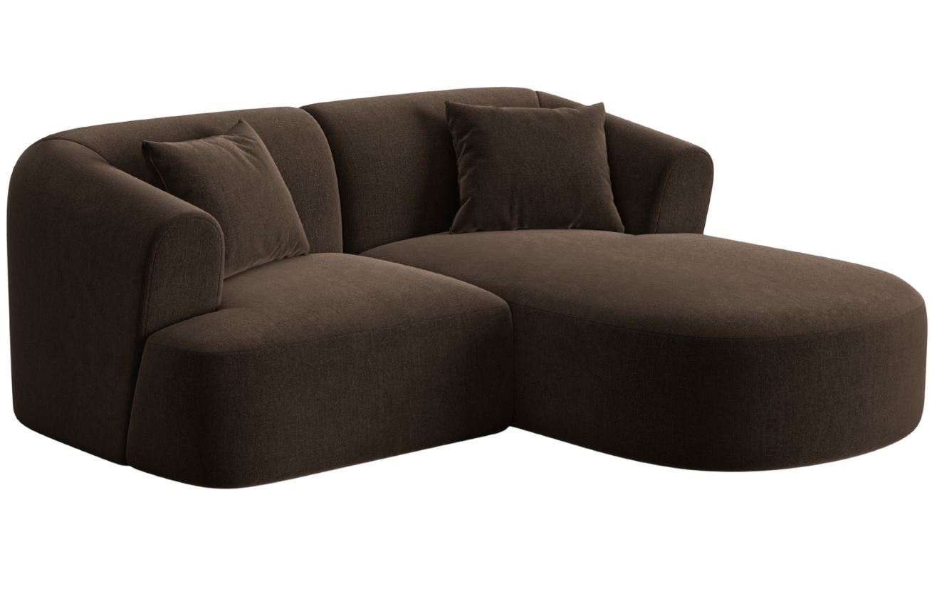 Cosmopolitan Design Tmavě hnědá sametová rohová pohovka Campi 180 cm