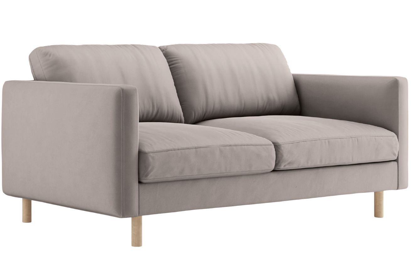 Micadoni Šedobéžová sametová dvoumístná pohovka Eden 146 cm