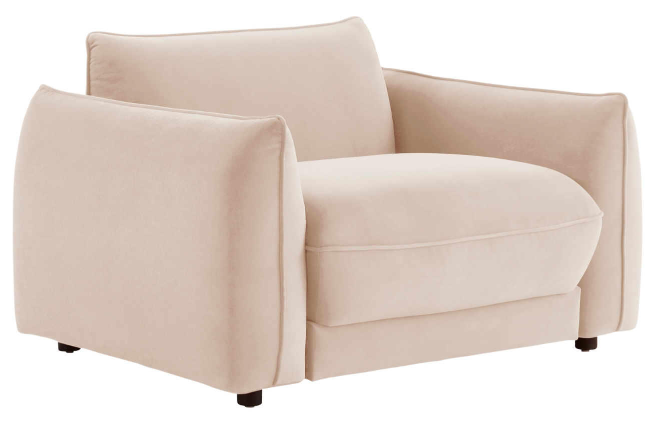 Jotex Béžové sametové křeslo MOLTON