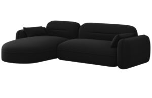 Cosmopolitan Design Černá sametová rohová pohovka Sydney 275 cm