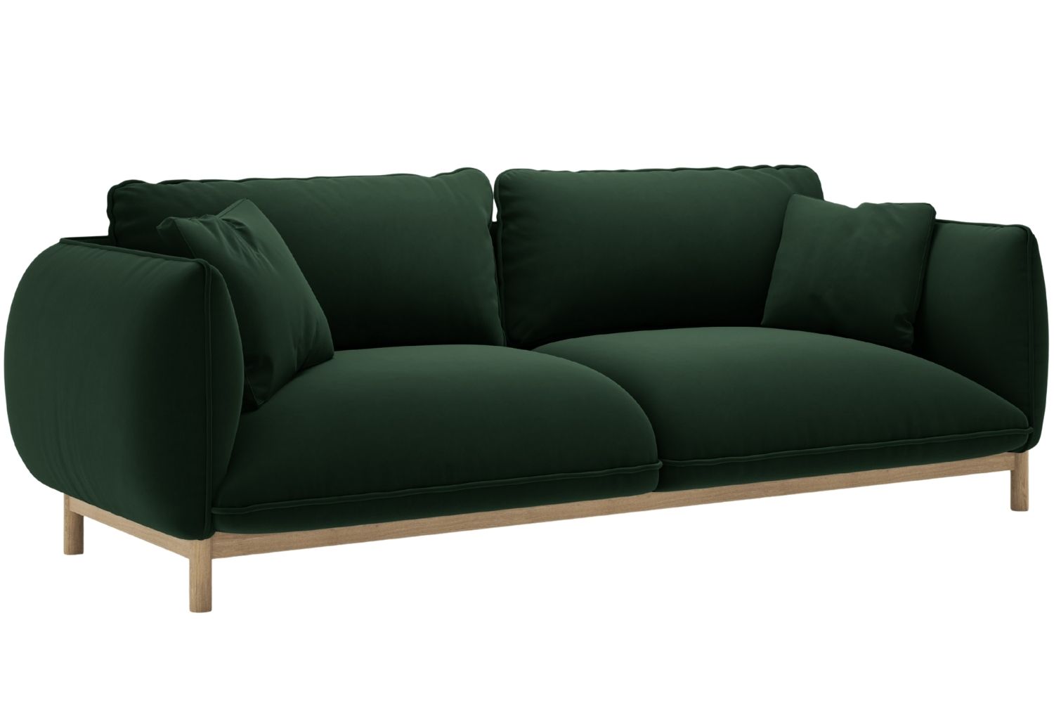 Micadoni Lahvově zelená sametová trojmístná pohovka Ada 208 cm