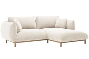 Micadoni Bílá rohová pohovka Ada 214 cm