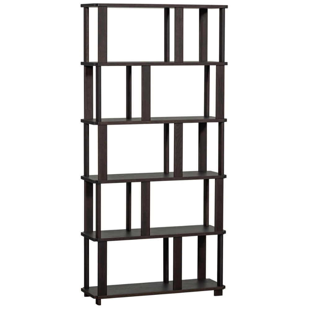 WOOOD Tmavě hnědý dubový regál Riss 186 x 90 cm