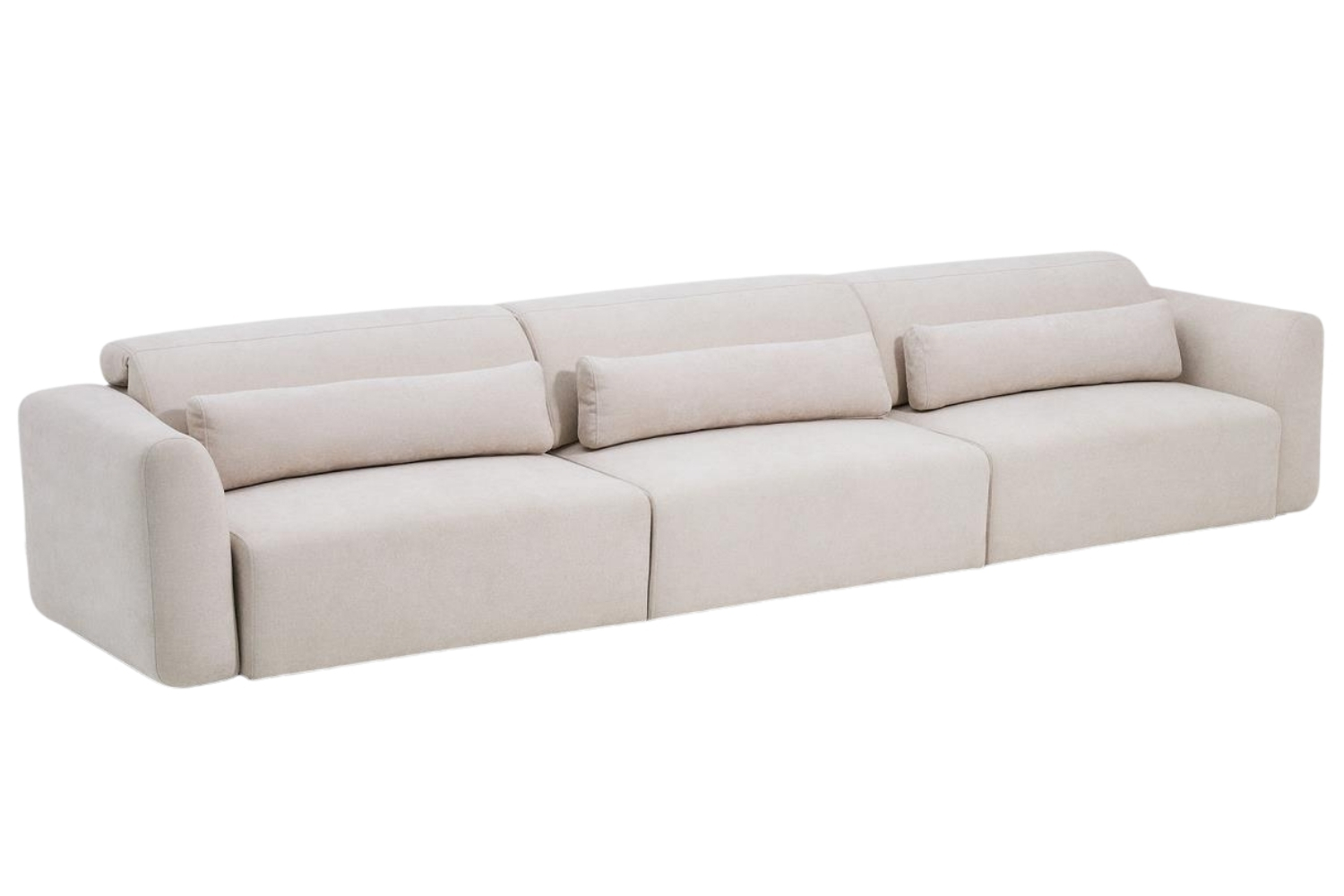 Kave Home Béžová šestimístná pohovka Lares 410 cm s elektrickým posuvem