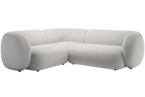 Micadoni Světle šedá sametová rohová pohovka Kate 252 cm