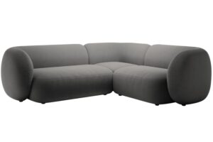 Micadoni Tmavě šedá sametová rohová pohovka Kate 252 cm