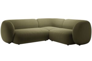 Micadoni Zelená sametová rohová pohovka Kate 252 cm