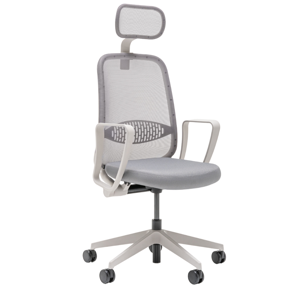 MDD Světle šedá kancelářská židle Astro s područkami
