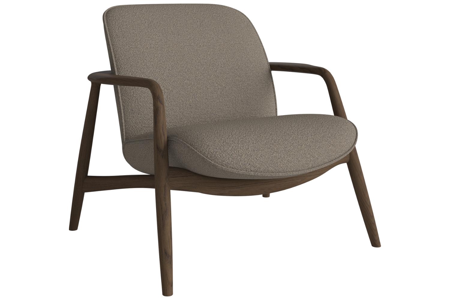 Bolia Světle hnědé bouclé křeslo Bowie s tmavou dubovou podnoží