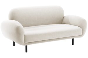 Micadoni Bílá bouclé dvoumístná pohovka Poppy 148 cm