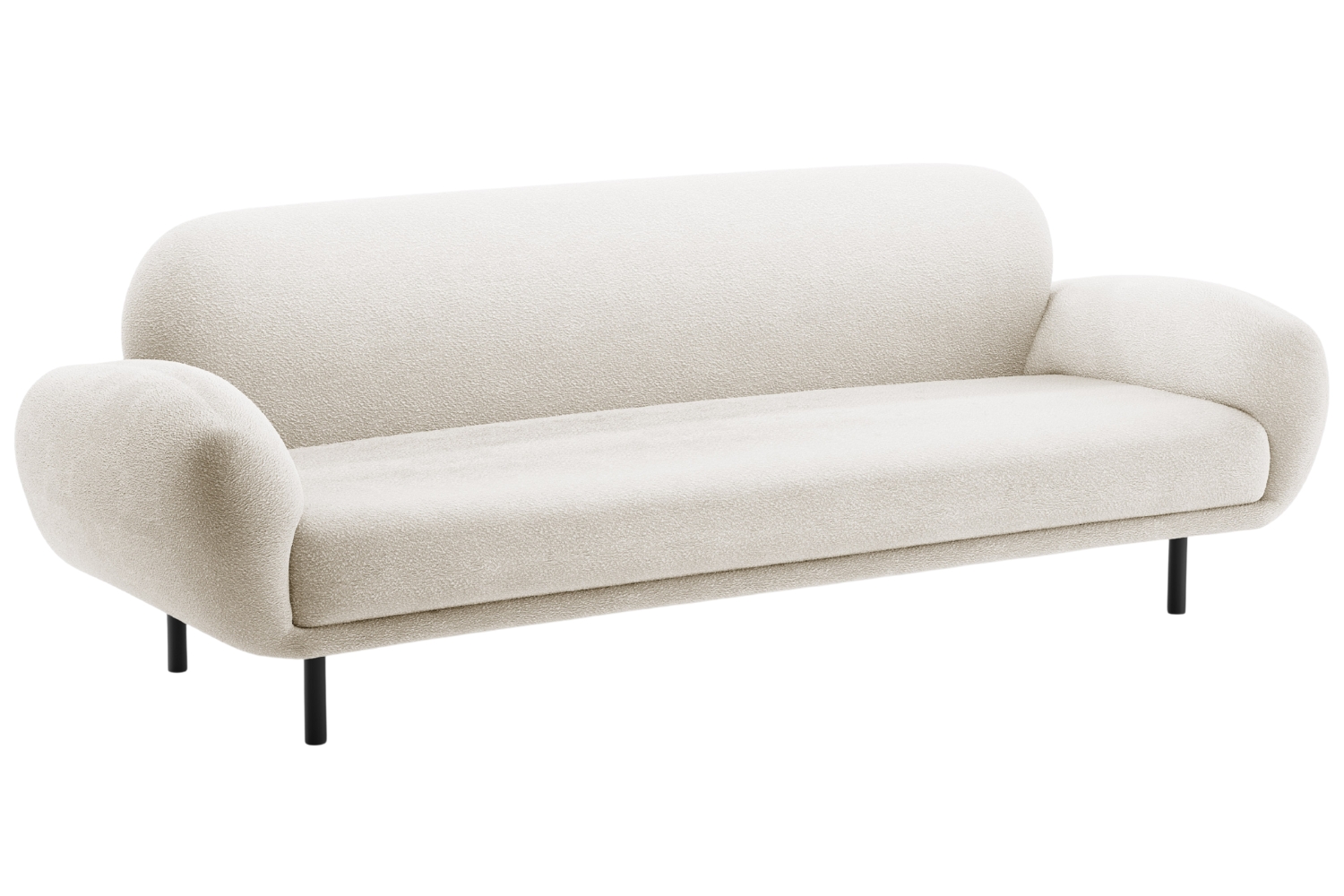 Micadoni Bílá bouclé trojmístná pohovka Poppy 208 cm