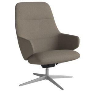 Bolia Světle hnědé bouclé otočné křeslo Clara se šedou podnoží