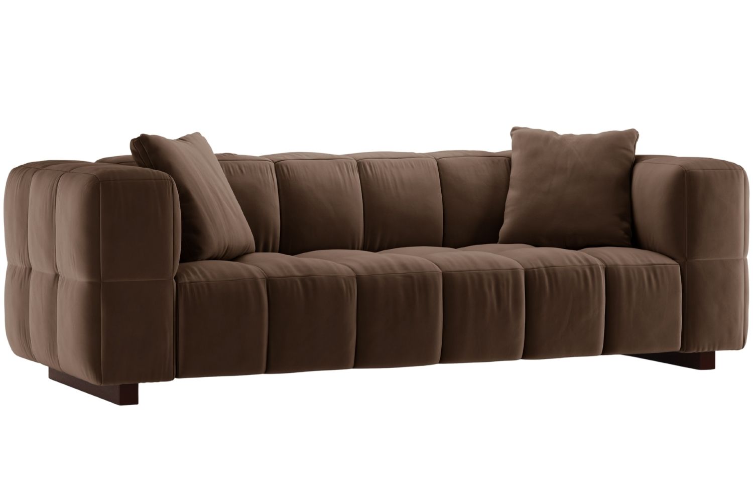 Micadoni Čokoládově hnědá sametová rozkládací pohovka Puma 260 cm