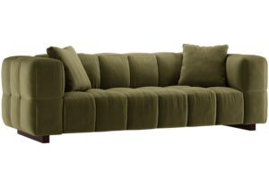 Micadoni Zelená sametová rozkládací pohovka Puma 260 cm