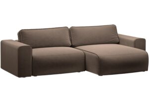 Micadoni Hnědá sametová rozkládací pohovka Victor 246 cm