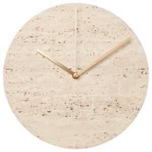 Bolia Travertinové nástěnné hodiny Tima 28 cm s dubovou deskou