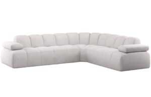 WOOOD Bílá bouclé rohová pohovka Mojo 310 cm