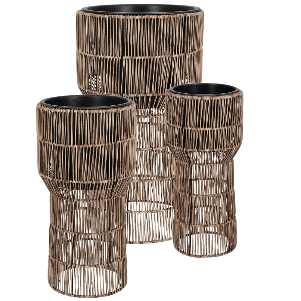 Bizzotto Set tří zahradních květináčů z umělého ratanu Ayun Ø22/28/36 cm