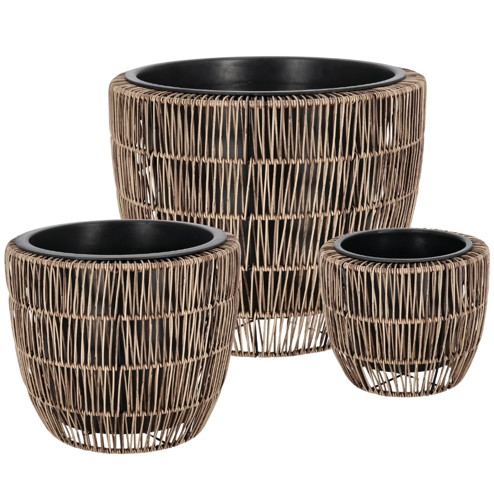 Bizzotto Set tří zahradních květináčů z umělého ratanu Ayun Ø24/33/44 cm