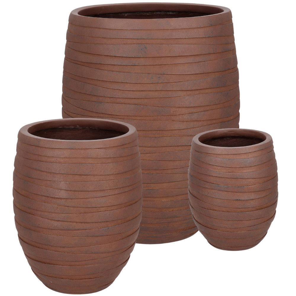 Bizzotto Set tří keramických zahradních květináčů Strips Ø25/36/49 cm