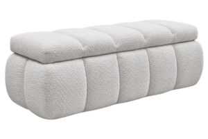 Bobochic Paris Světle šedá bouclé lavice Denali 144 cm s úložným prostorem