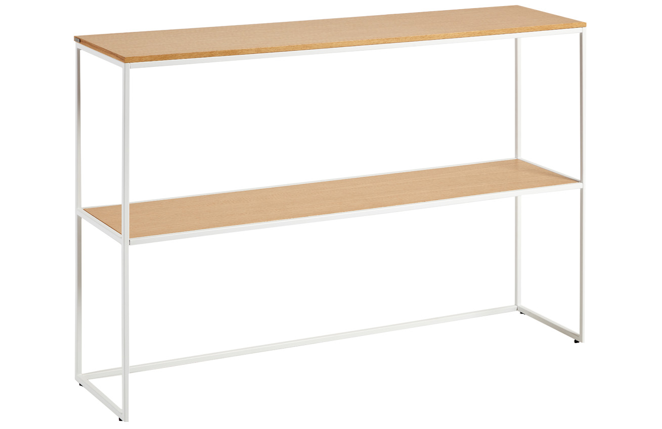 Kave Home Dubový konzolový stolek Yoana 120 x 30 cm s bílou podnoží
