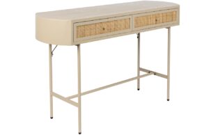 White Label Béžový dřevěný konzolový stolek s ratanovou výplní WLL AMAYA 120 x 40 cm