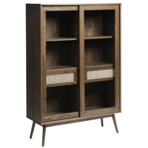 Unique Furniture Tmavě hnědá dubová vitrína Barrali 160 x 110 cm