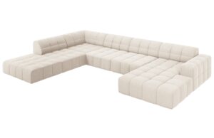 Cosmopolitan Design Béžová sametová rohová pohovka Chicago 375 cm