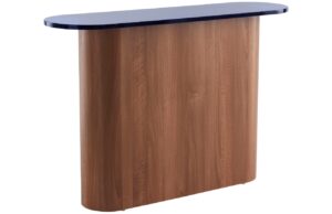 Jotex Modrý konzolový stolek LIVI 120 x 35 cm s ořechovou podnoží