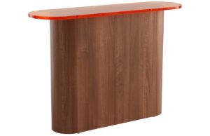 Jotex Oranžový konzolový stolek LIVI 120 x 35 cm s ořechovou podnoží